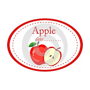 Apple label vector disign isolated on white background. Round label