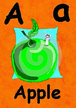 A is for Apple. Learn the alphabet and spelling.