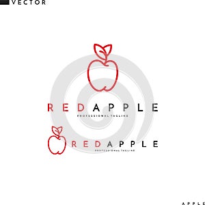 Apple with leaves logo. Outline style