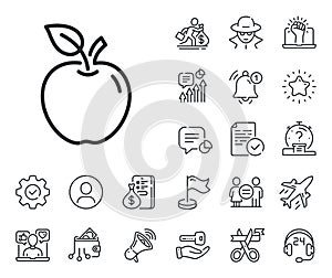 Apple line icon. Fresh fruit sign. Salaryman, gender equality and alert bell. Vector