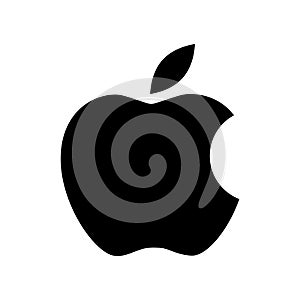 Apple logo black color on white background. Vector editorial illustration. Vinnitsia  Ukraine - January 27.2021