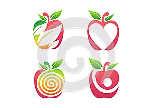 apple, logo, fresh, fruits apple, fruit nutrition health nature set icon symbol