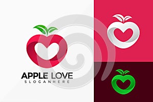 Apple Love Fruit Logo Design, Nature Fresh modern Logos Designs Vector Illustration Template