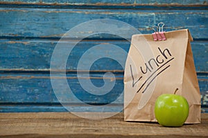 Apple and lunch bag