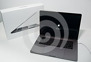 Apple MacBook Pro 15 inch notebook computer with touchbar.