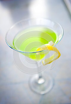 Apple martini with a lemon twist