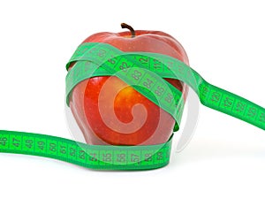 Apple and measuring tape