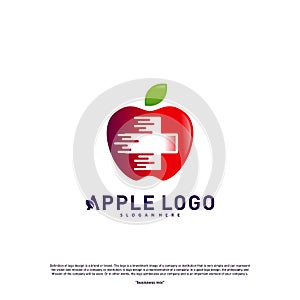 Apple with Medical Plus logo design concept vector. Health Apple Logo vector template. Icon symbol