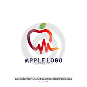 Apple with Medical Pulse logo concept. Health Apple Creative Logo vector template. Icon symbol