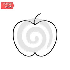 Apple - one line drawing. Continuous line fruit. Hand-drawn minimalist illustration, vector.