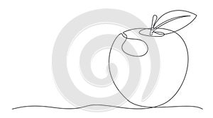 Apple One line drawing isolated on white background