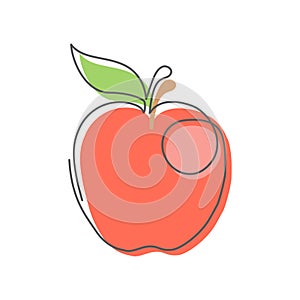 Apple One line drawing on white background