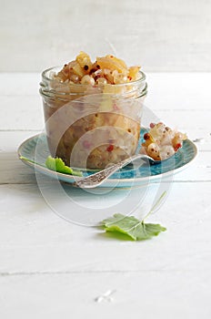 Apple onion chutney with white currants and red pepper