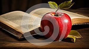 An apple and an open book, AI