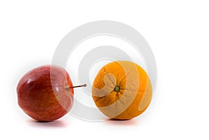 Apple and Orange Isolated on White Background