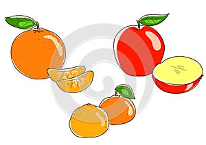 Apple orange and tangerine