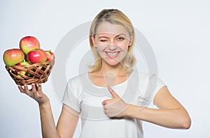 Apple organic fruit. Eat healthy. Good apple pies considerable part of domestic happiness. Woman hold apples. Baking photo