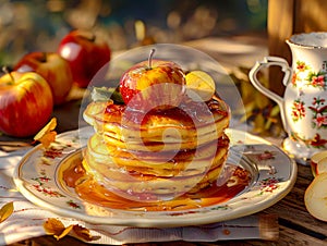 Apple Pancakes with Honey and Jelly