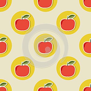 Apple pattern. Seamless texture with ripe red apples