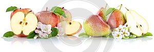 Apple and pear apples pears fruit red fruits slice isolated on w