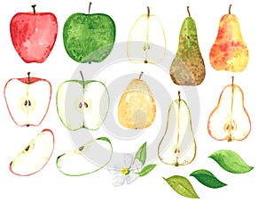 Apple and pear clipart set