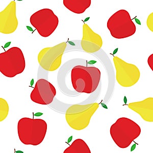Apple and pear. Fruits, seamless vector pattern, flat design style vector illustration