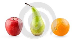 Apple, pear and orange