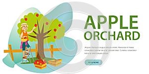 Apple picking horizontal banner