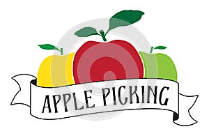 Apple picking sign for apple orchard or farm stand