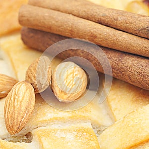 Apple pie, almonds and cinnamon