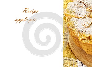 Apple pie, charlotte on a towel isolated on white background