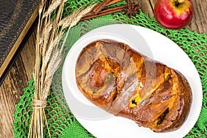 Apple pie with cinnamon on Thanksgiving Day