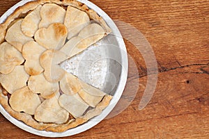 Apple pie with heart shaped crust topping