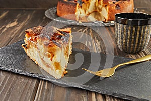 Apple pie with honey and almonds. French gourmet cuisine
