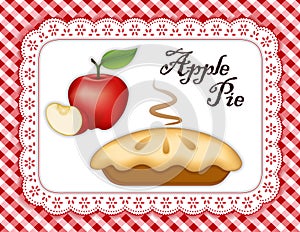 Apple Pie, Lace Doily Place Mat, Red gingham