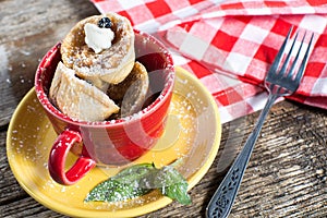 Apple pie tarts served in a cup