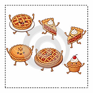 Apple Pie Vector Illustration with Slice and Cinnamon Design.