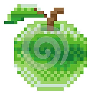 Apple Pixel Art 8 Bit Video Game Fruit Icon