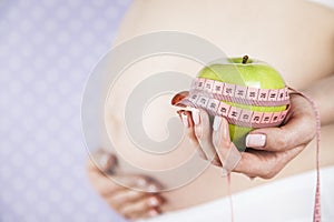 Apple, Pregnancy woman, healthy lifestyle concept