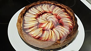 Apple and rasberry tart in shortcrust pastry