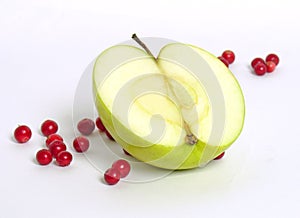 Apple with red bilberries