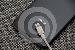 Apple iphone lightning connector cable with Apple logo