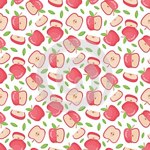Apple seamless pattern, flat design illustration