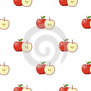 Apple seamless pattern. Vegan organic eco fruit background. vector illustration