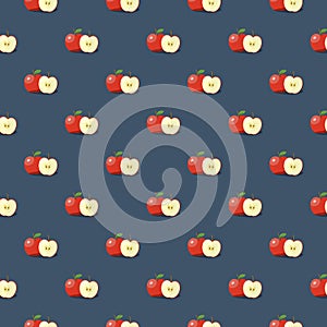 Apple seamless pattern. Vegan organic eco fruit background. vector illustration