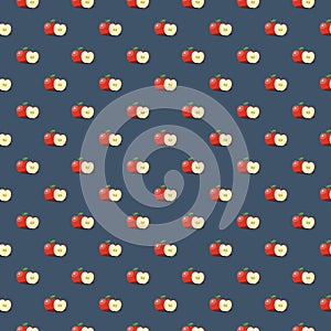 Apple seamless pattern. Vegan organic eco fruit background. vector illustration