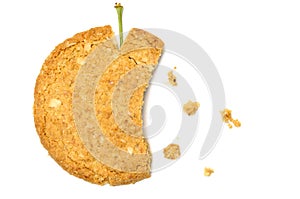 Apple shaped cookie with crumbs