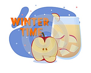Apple sider. Winter drink. Flat vector illustration
