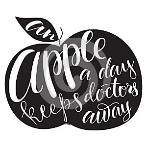 Apple silhouette with lettering. photo
