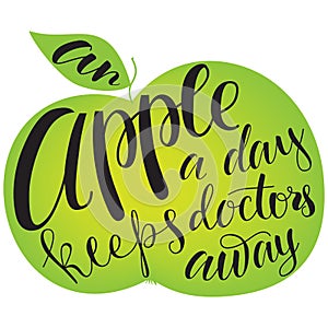 Apple silhouette with lettering. photo